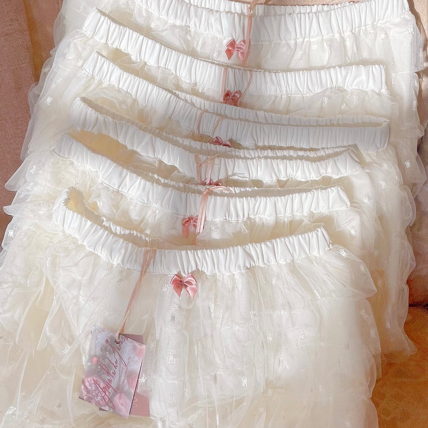 Cream Ruffle Tulle Skirt