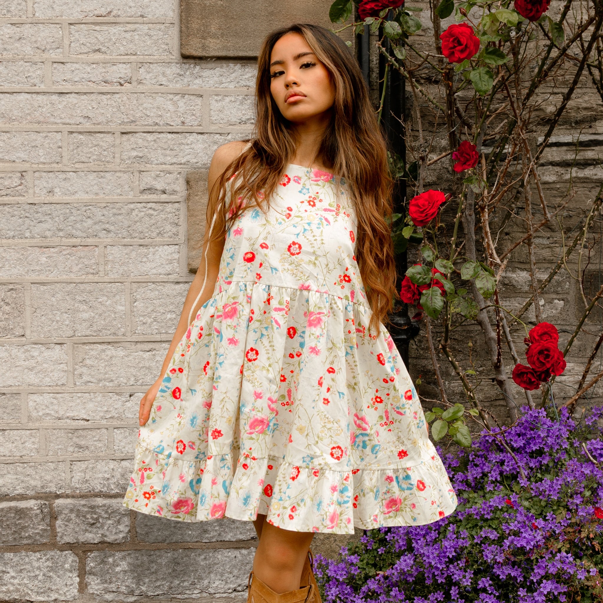 Cream Floral Smock Dress AnyaParkerJames Cream Floral Smock Dress AnyaParkerJames