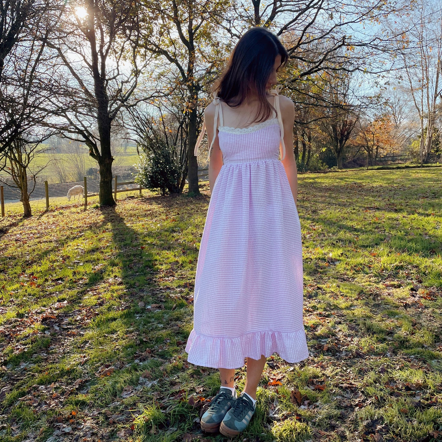 Pink Gingham Maxi Dress