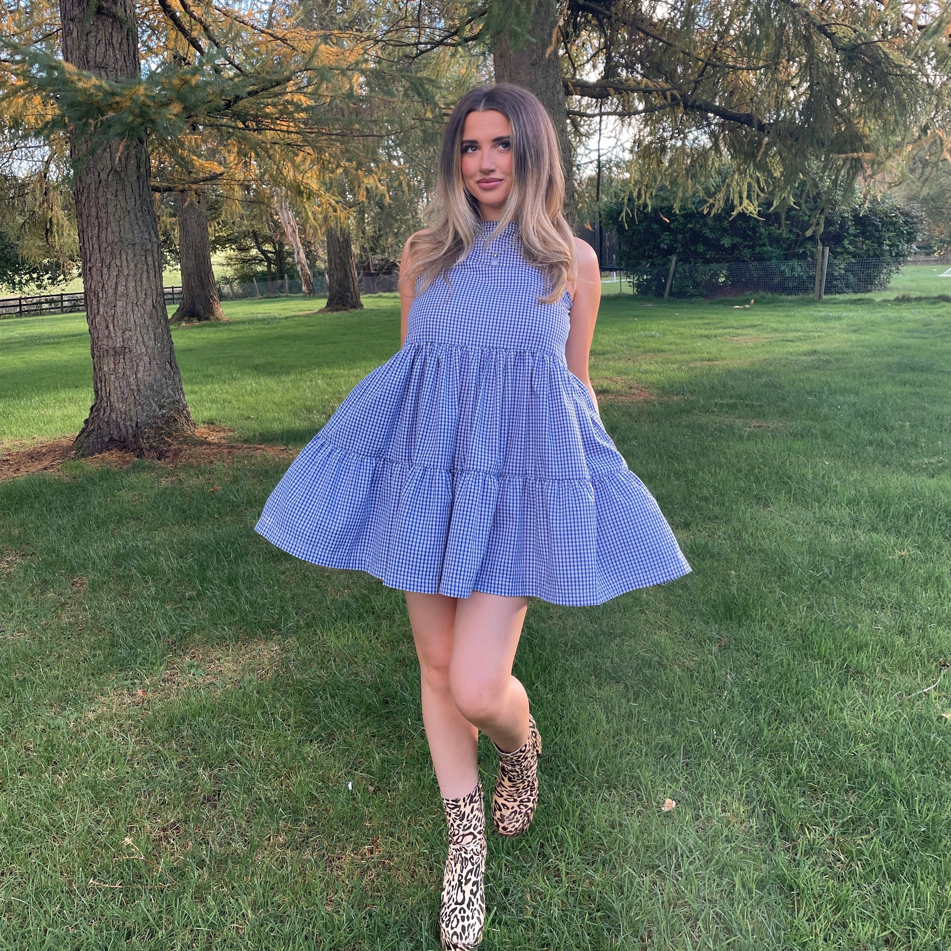 Navy Gingham Mini Dress – AnyaParkerJames