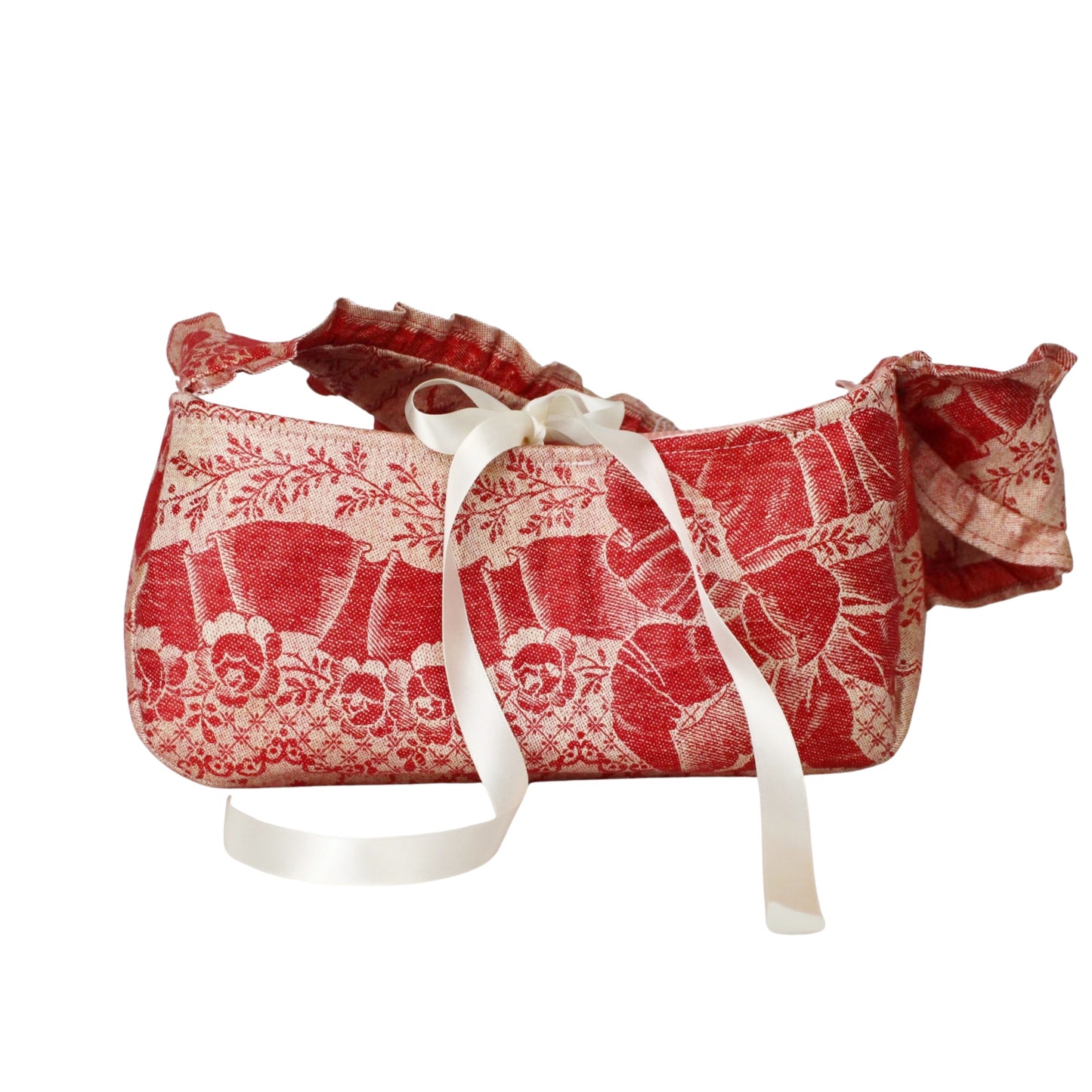 Red Ruffle Shoulder Bag