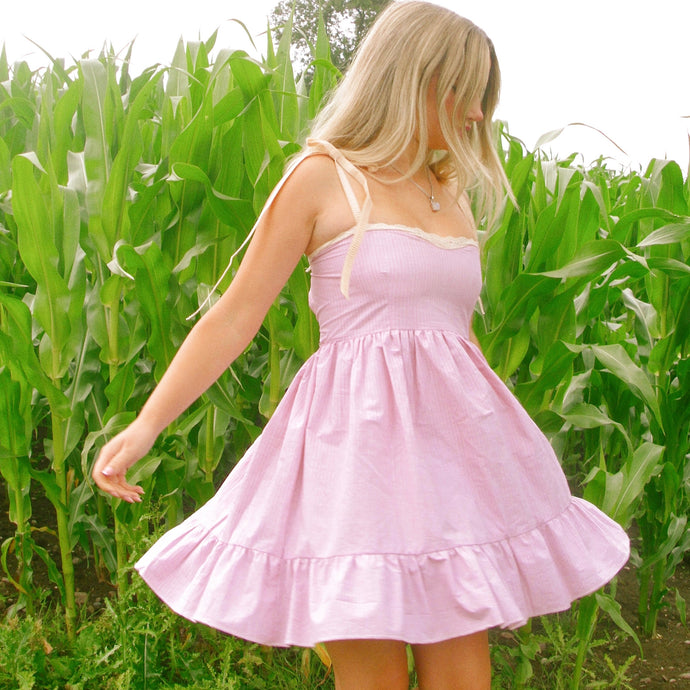 Pink Lace Smock Dress