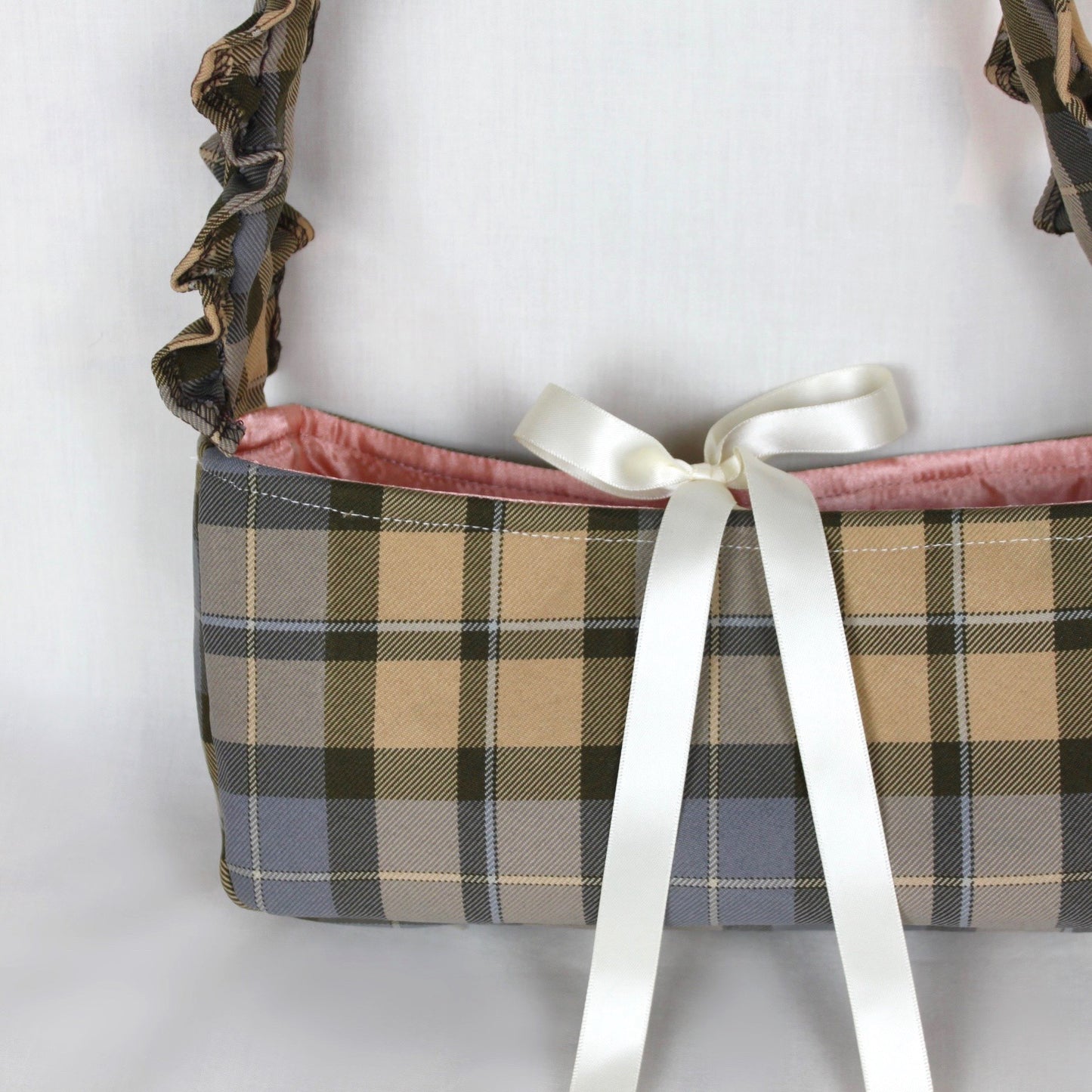 Check Ruffle Shoulder Bag