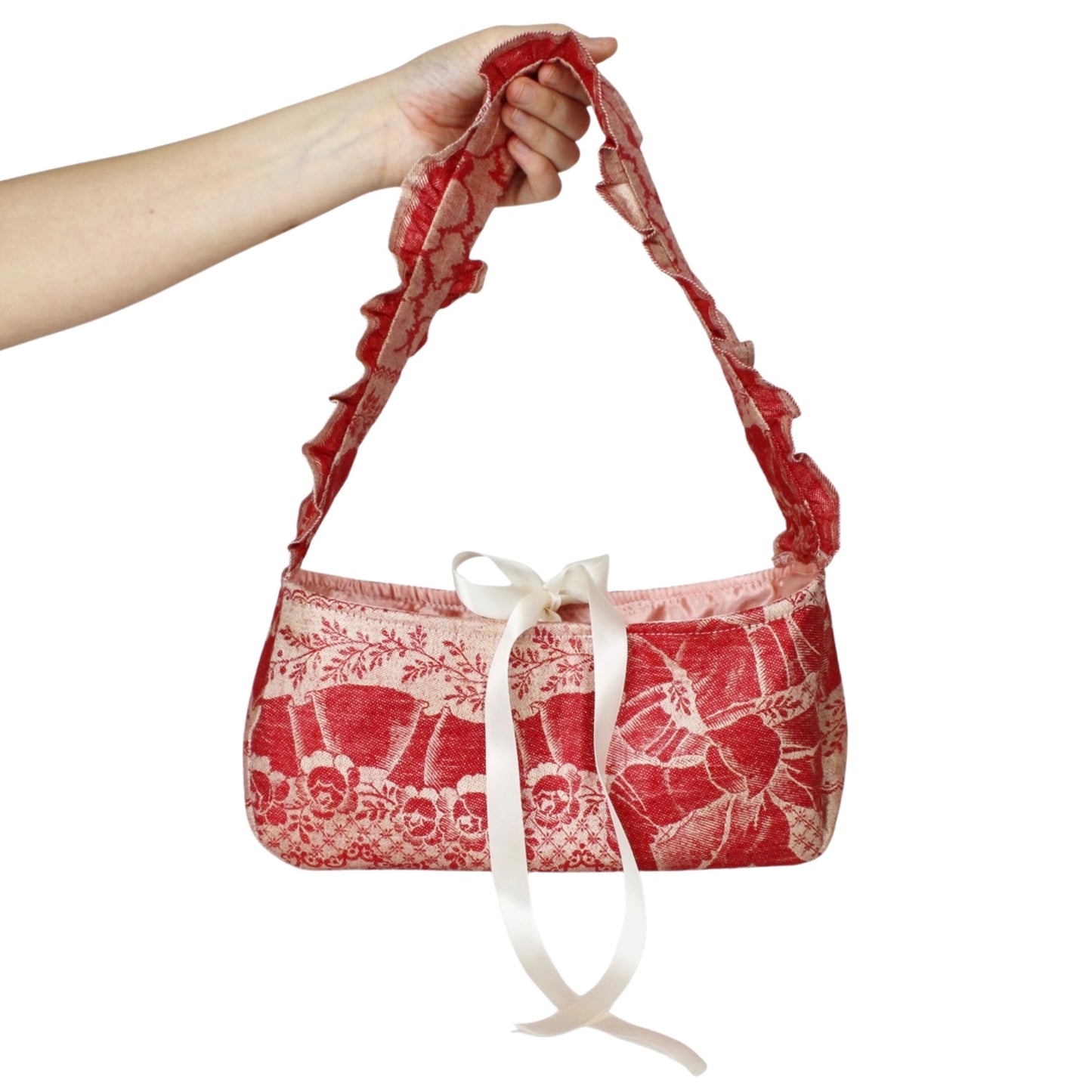 Red Ruffle Shoulder Bag
