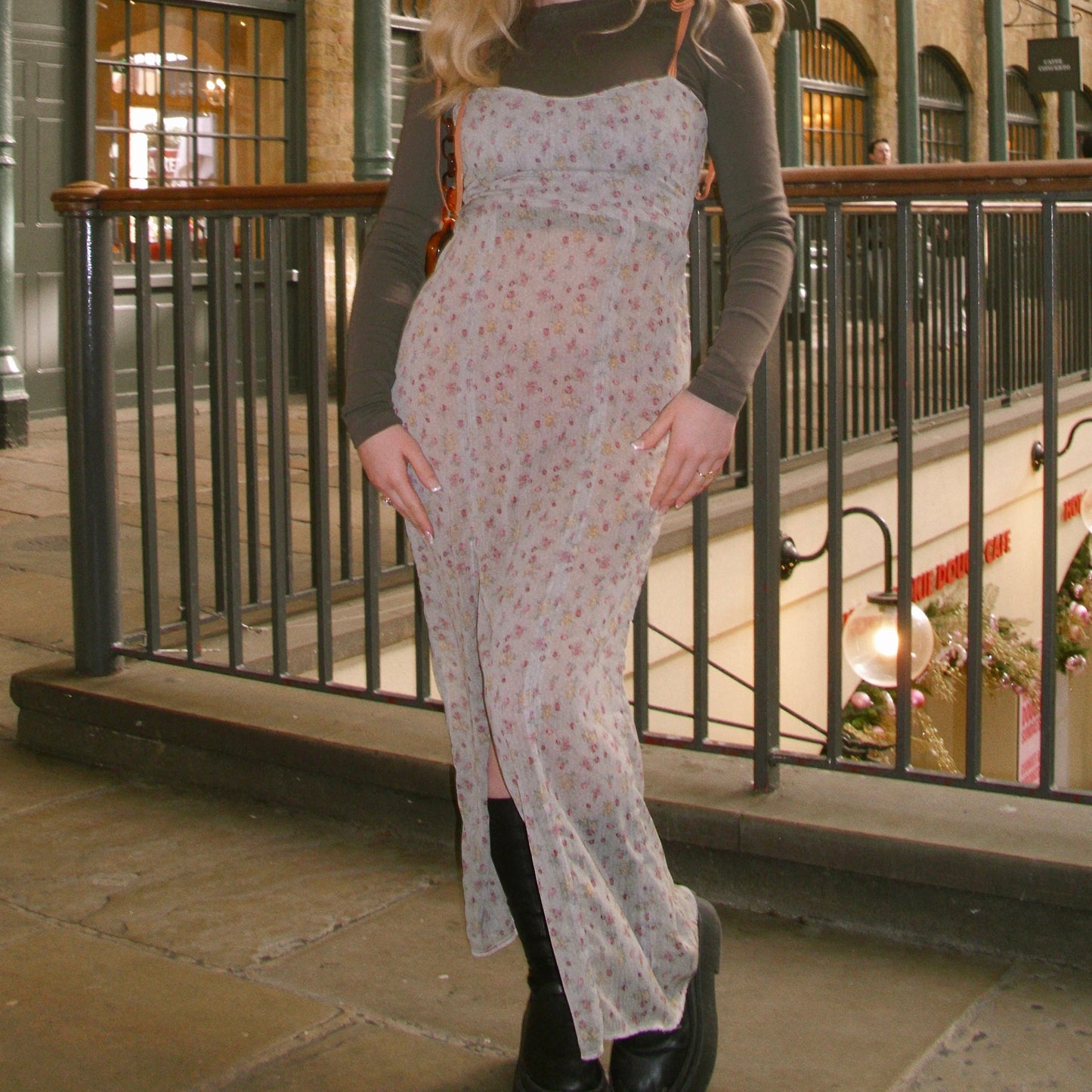 Sage Chiffon Floral Maxi Dress