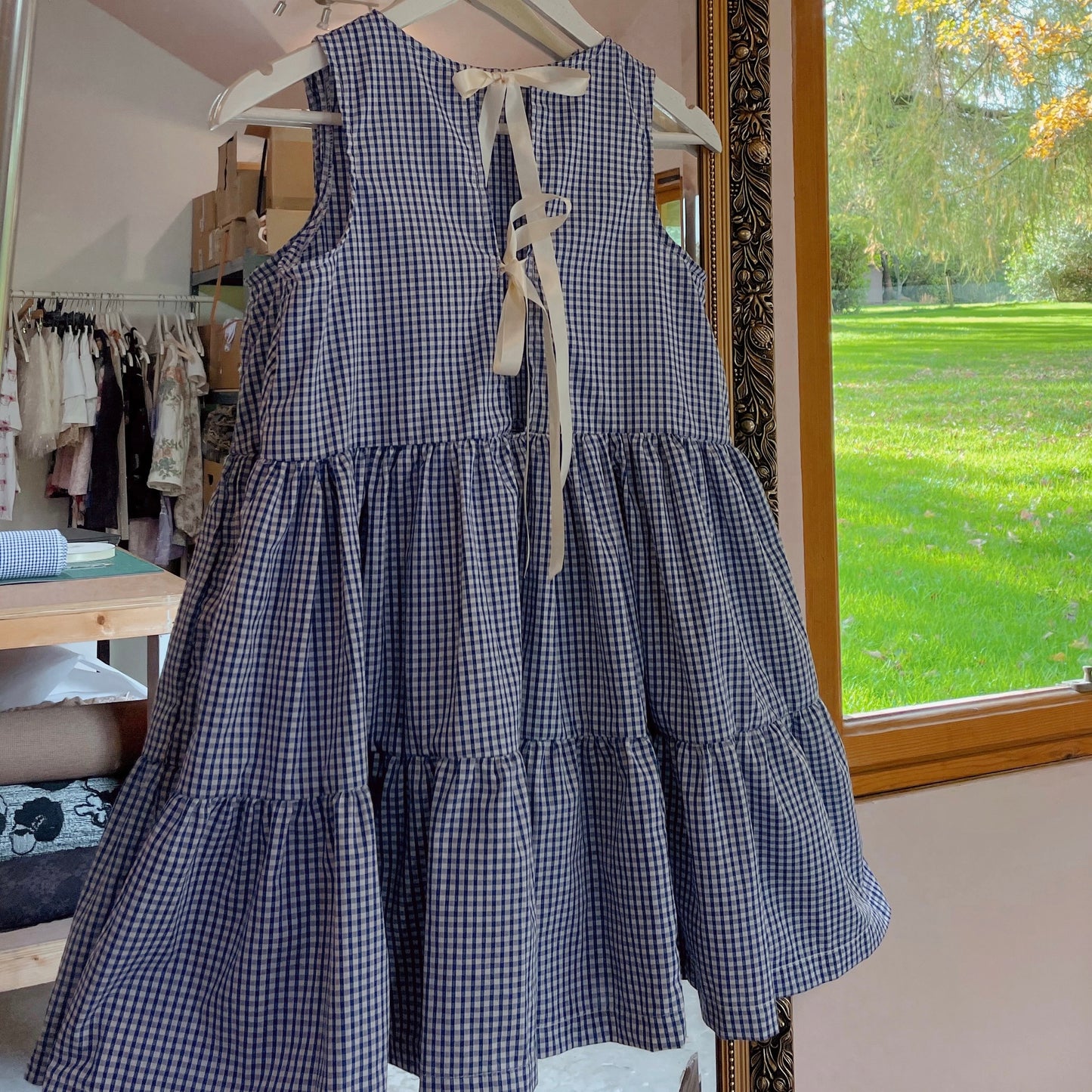 Navy Gingham Mini Dress