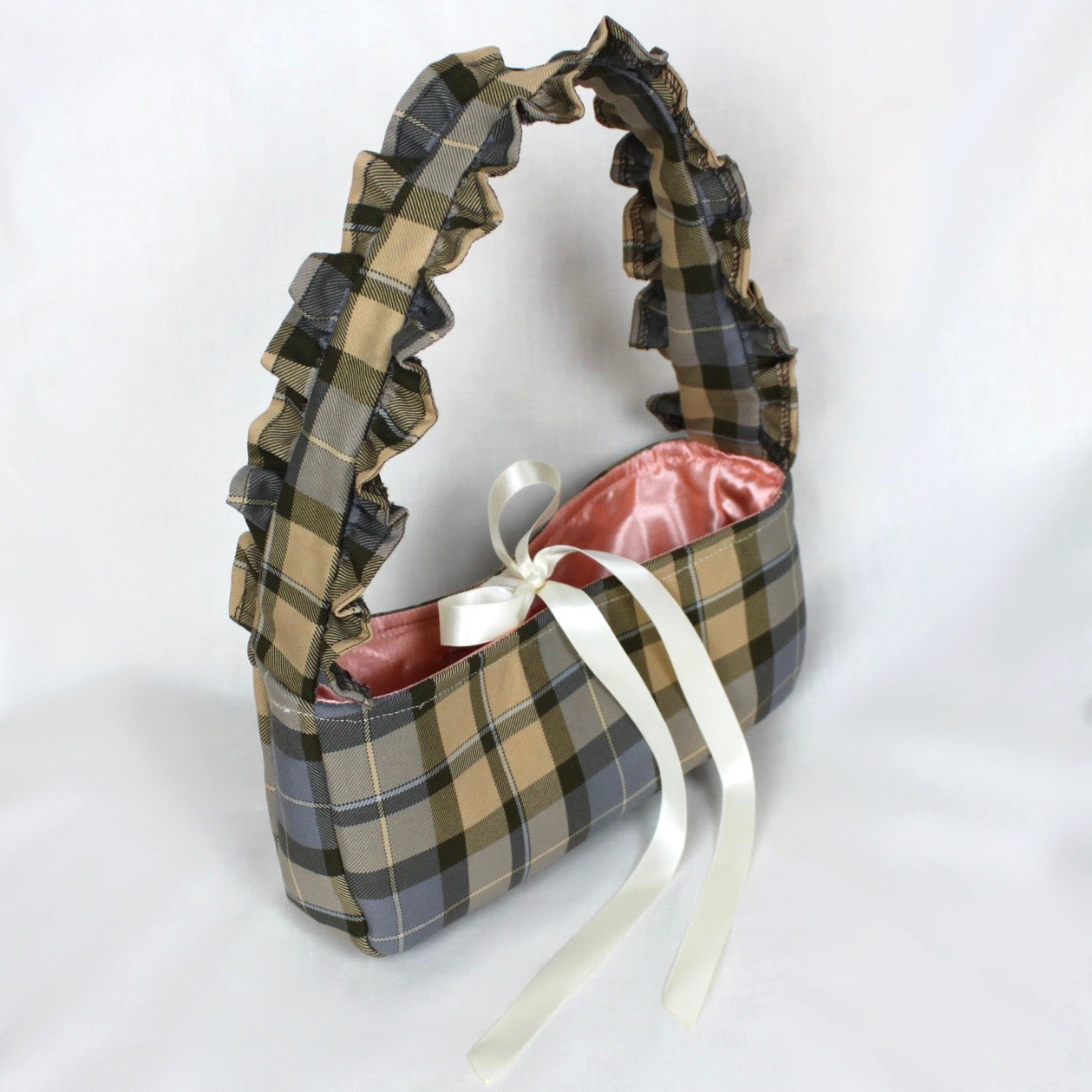 Check Ruffle Shoulder Bag