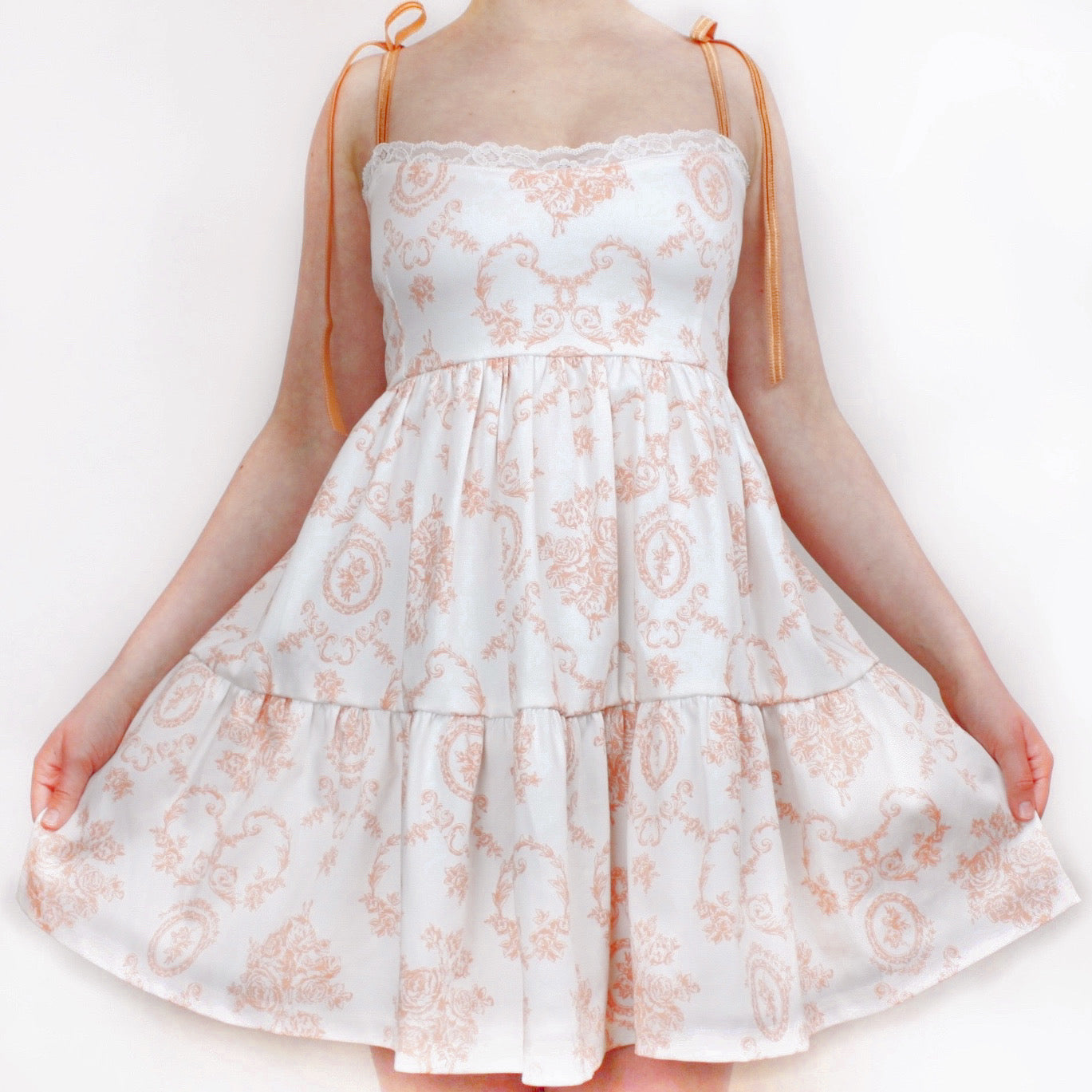 Peach Floral Smock Dress