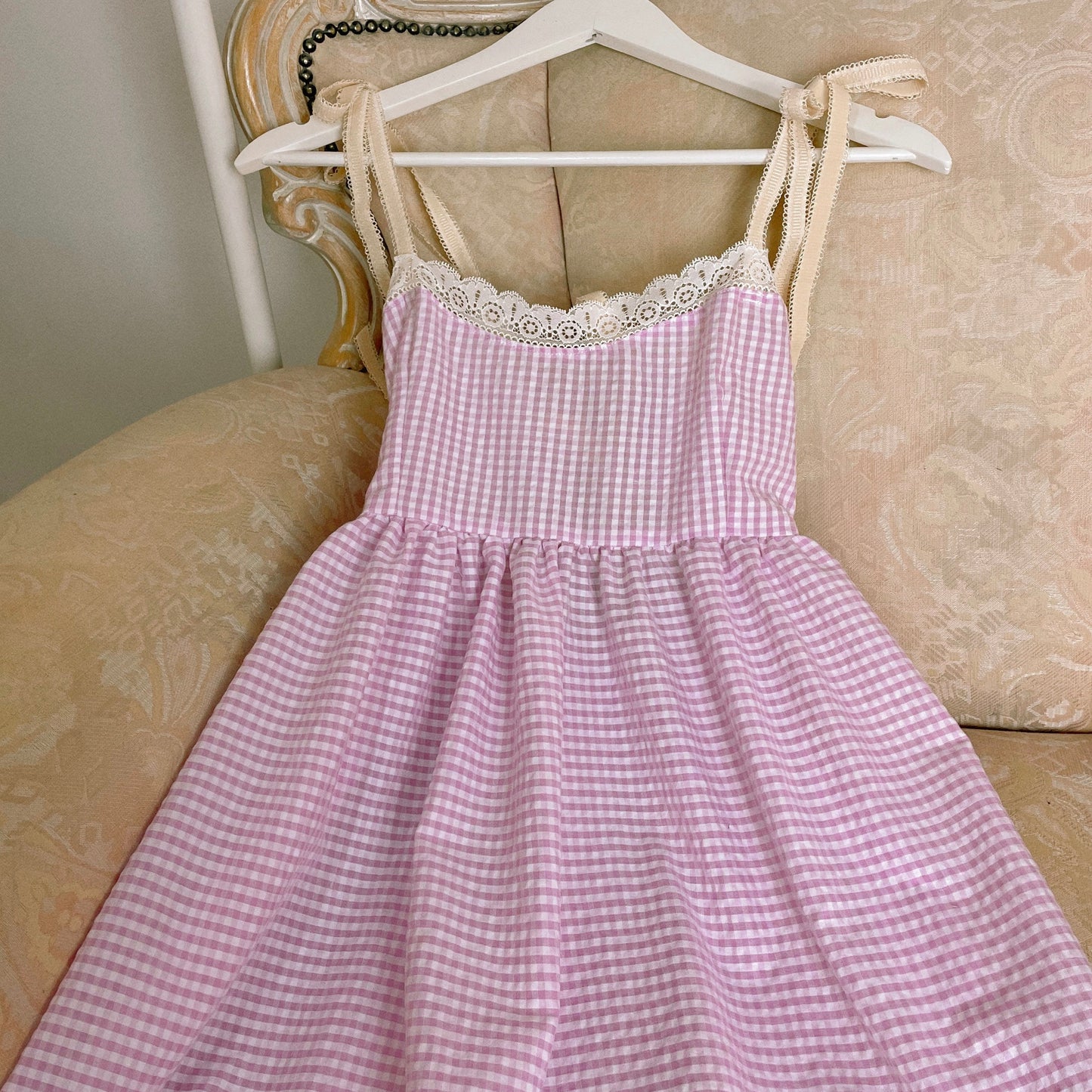 Pink Gingham Maxi Dress