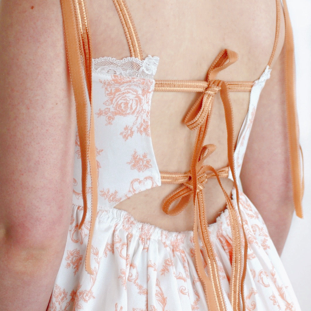 Peach Floral Smock Dress