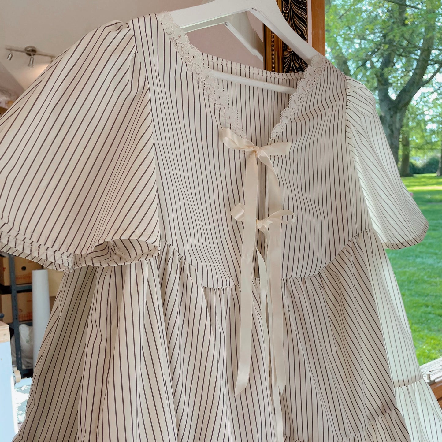White Striped Smock Dress