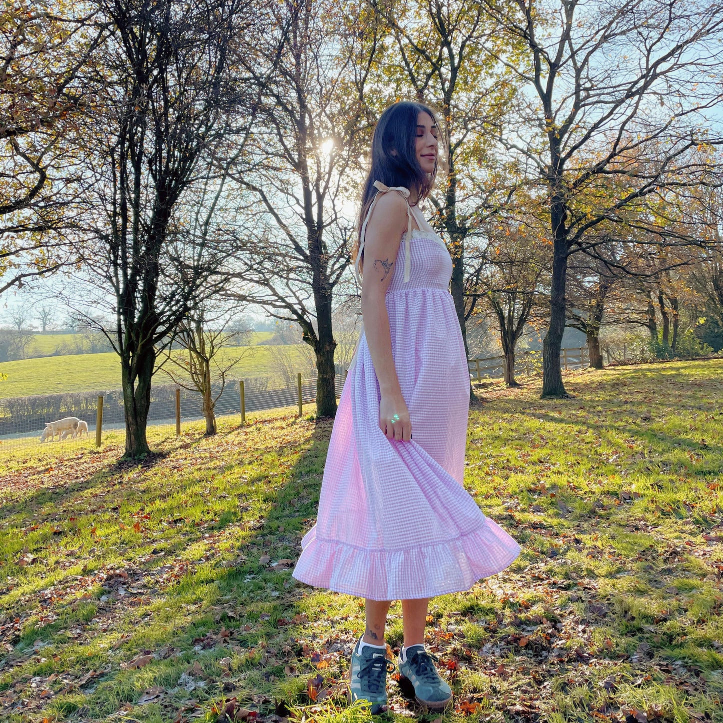 Pink Gingham Maxi Dress