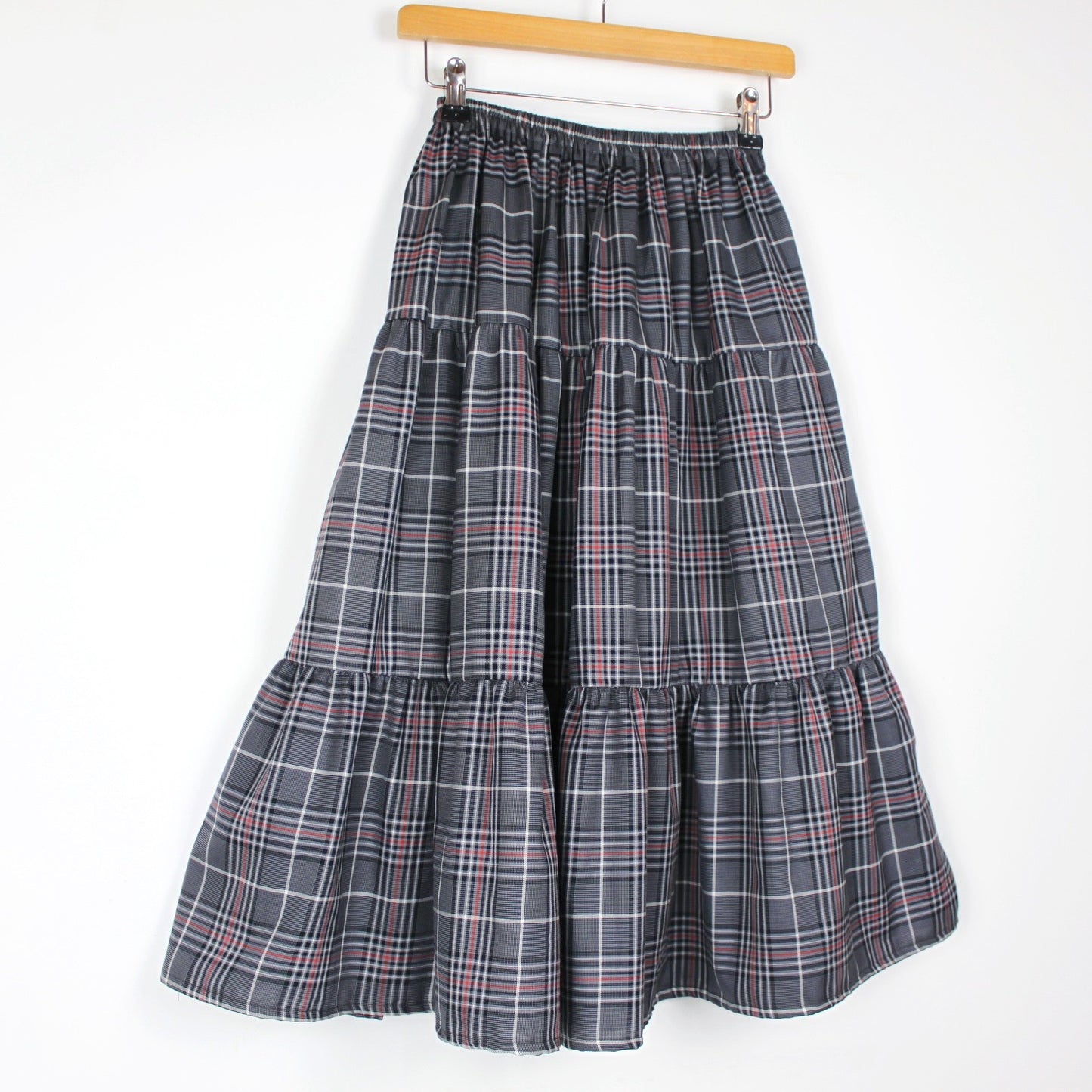 Grey Check Maxi Skirt