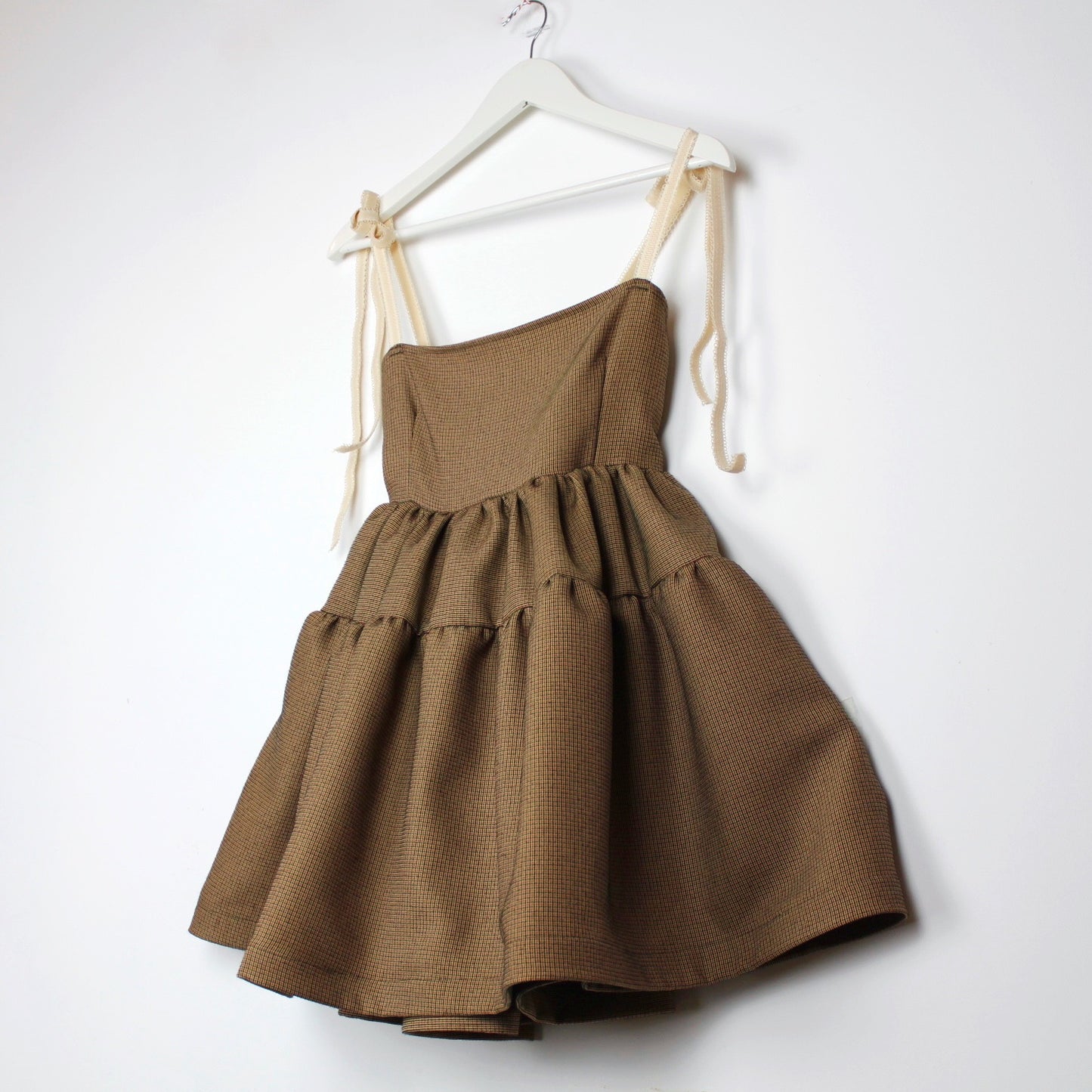 Brown Check Smock Dress