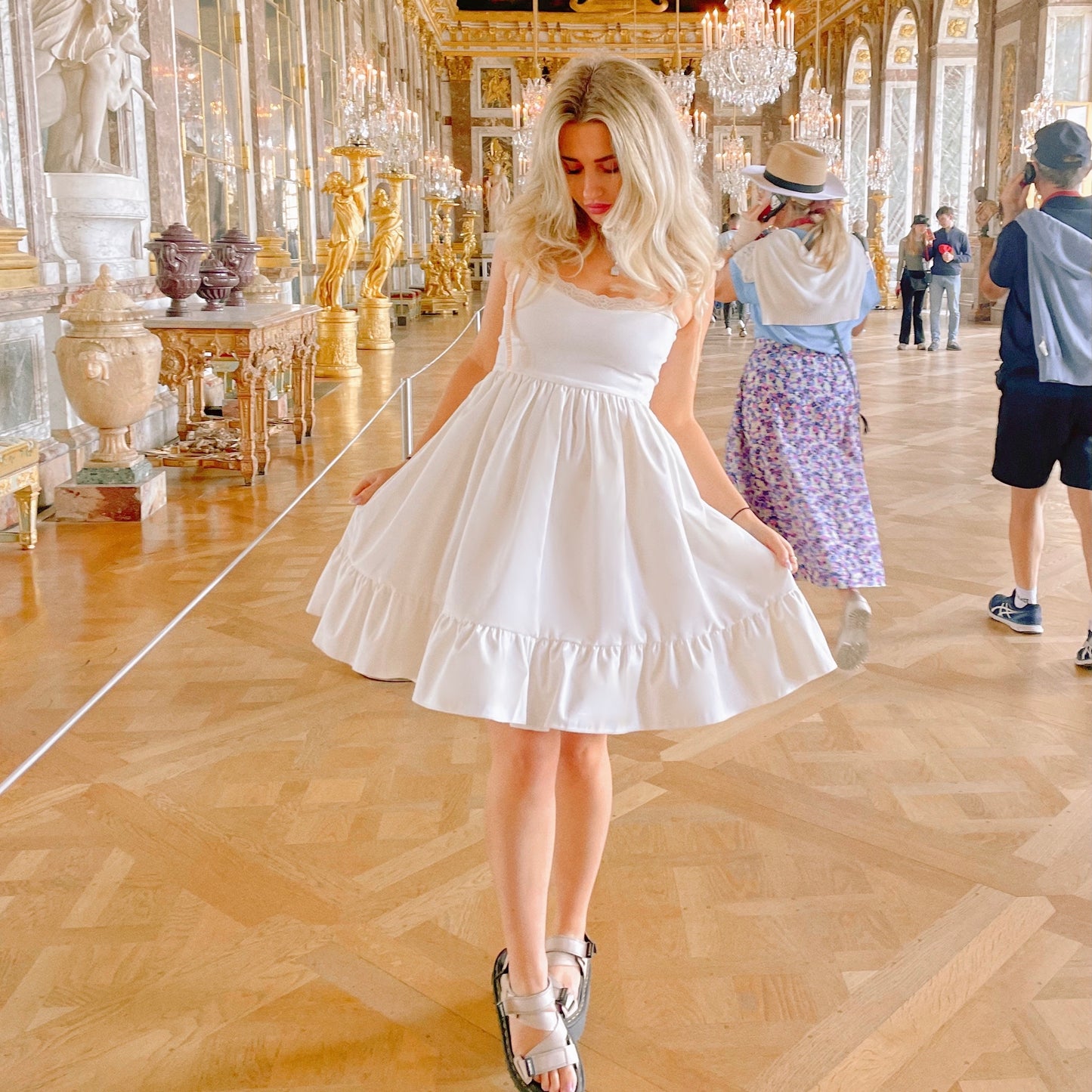 White Lace Smock Dress