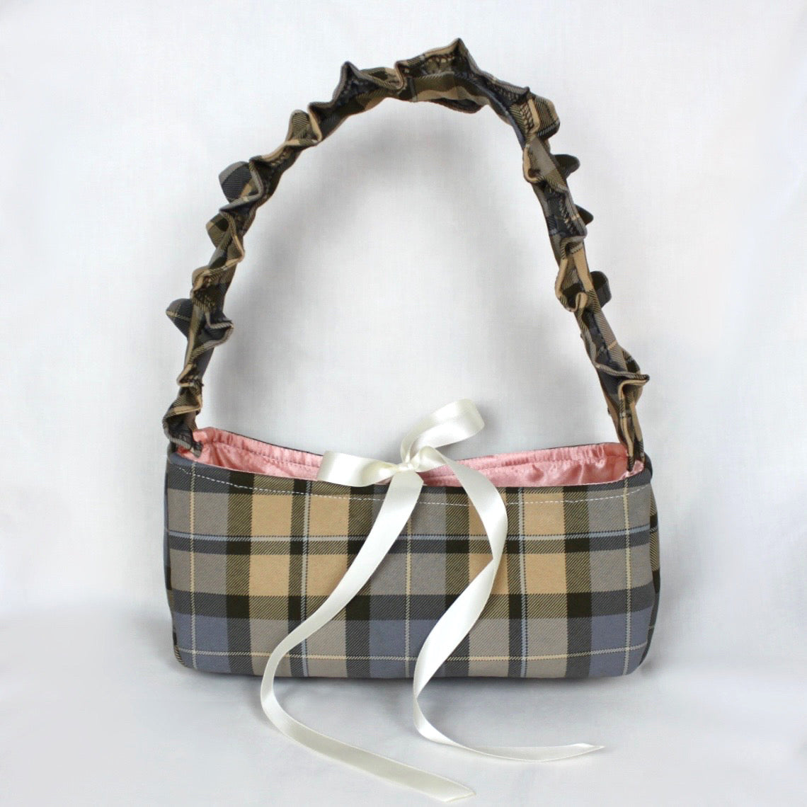 Check Ruffle Shoulder Bag