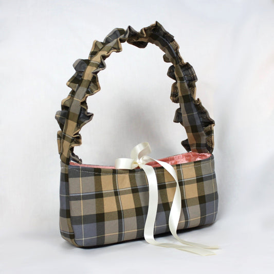 Check Ruffle Shoulder Bag