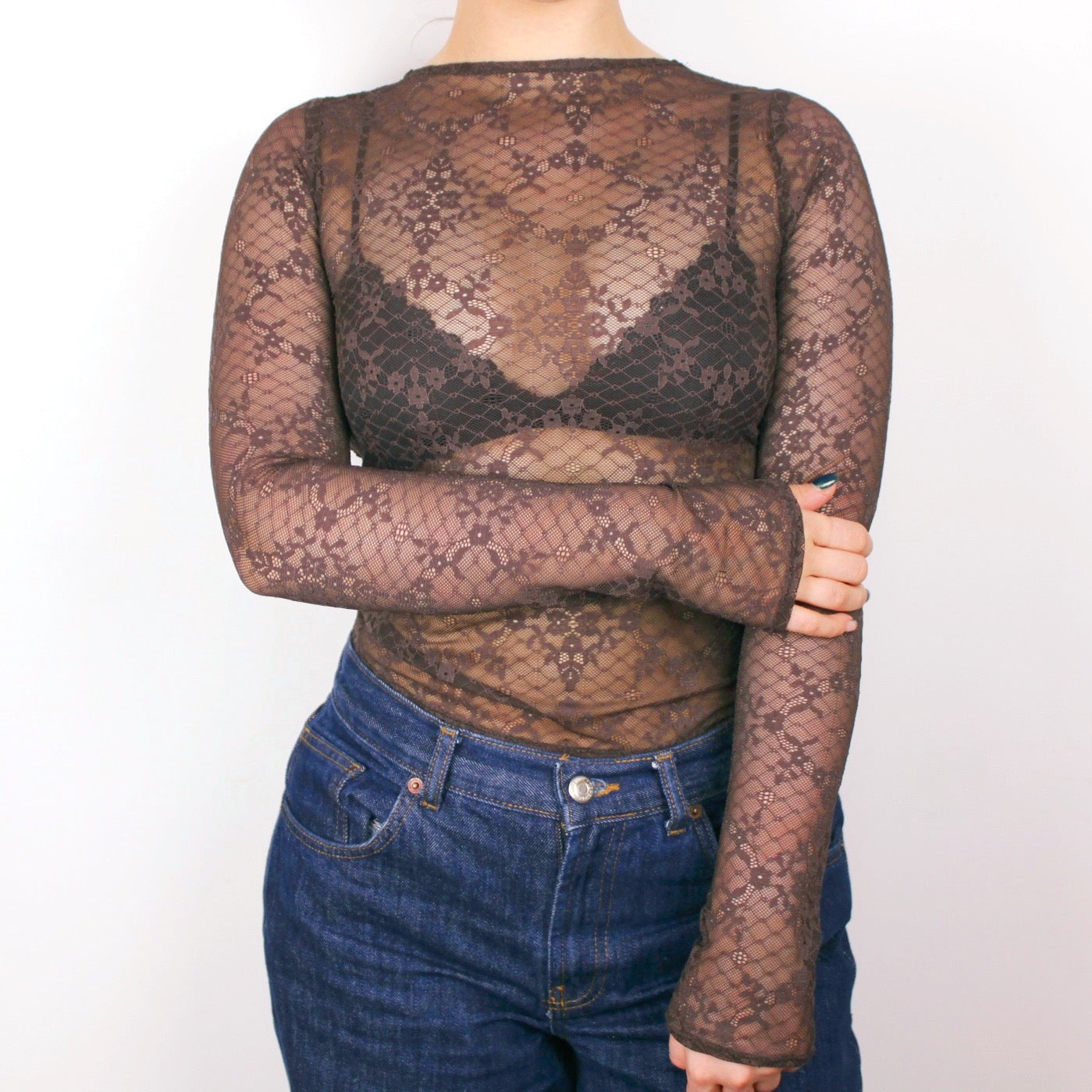 Brown Lace Top