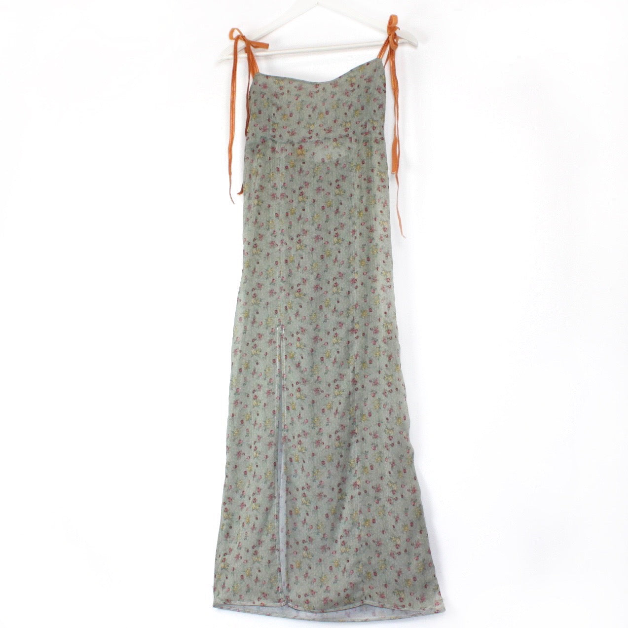 Sage Chiffon Floral Maxi Dress