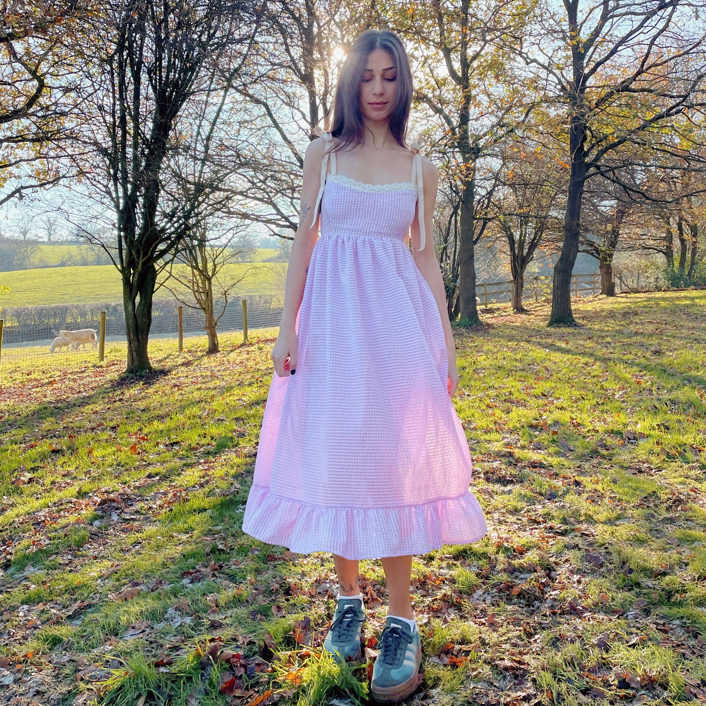 Pink Gingham Maxi Dress