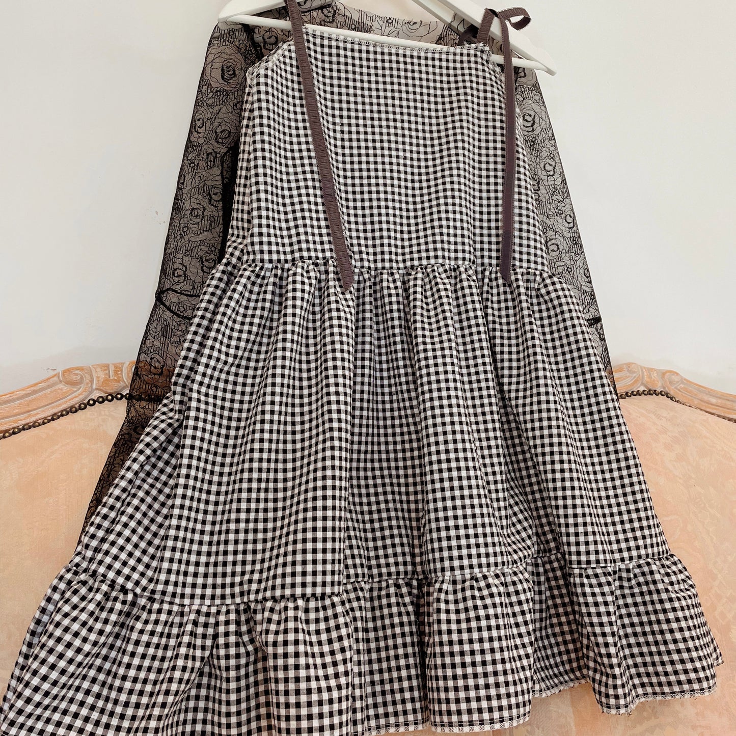 Black Gingham Smock Dress