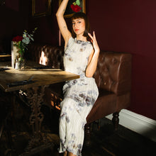 Load image into Gallery viewer, Silver Floral Plisse Maxi Dress
