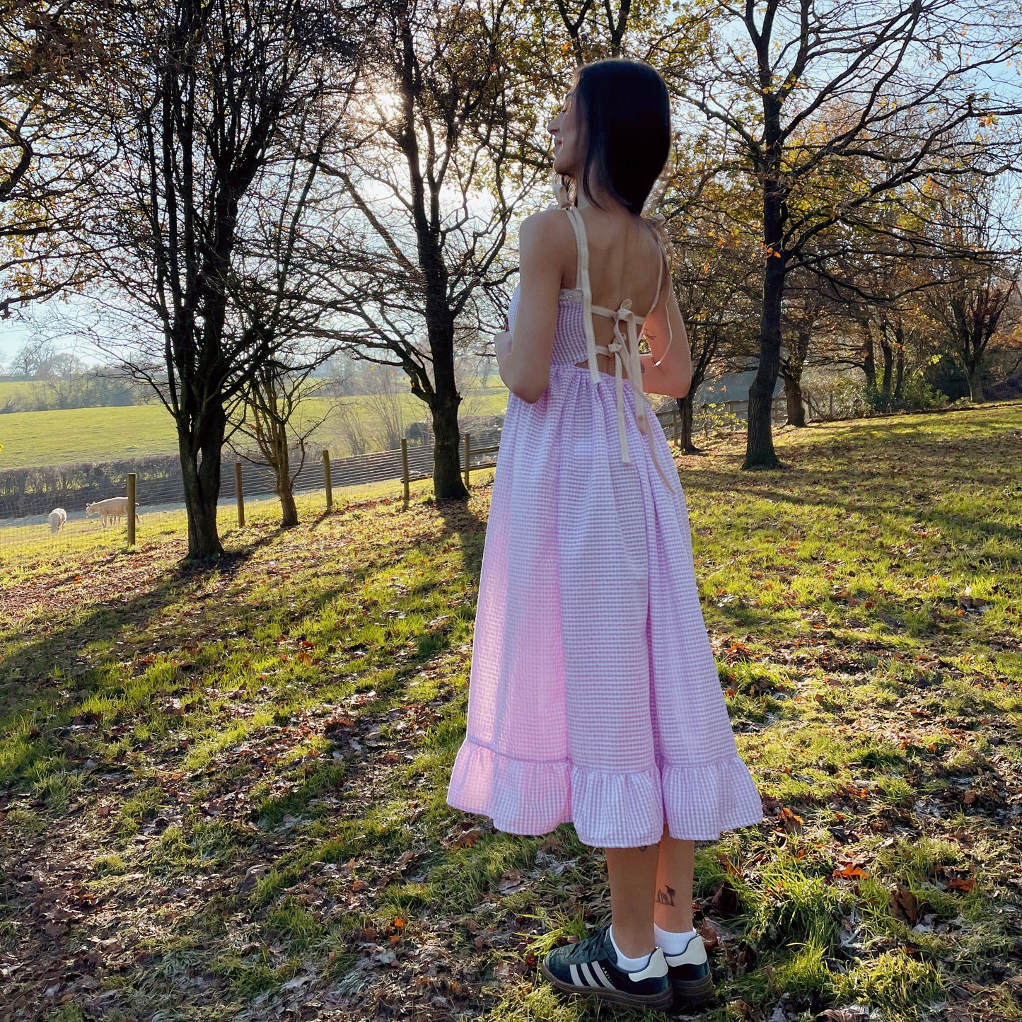Pink Gingham Maxi Dress