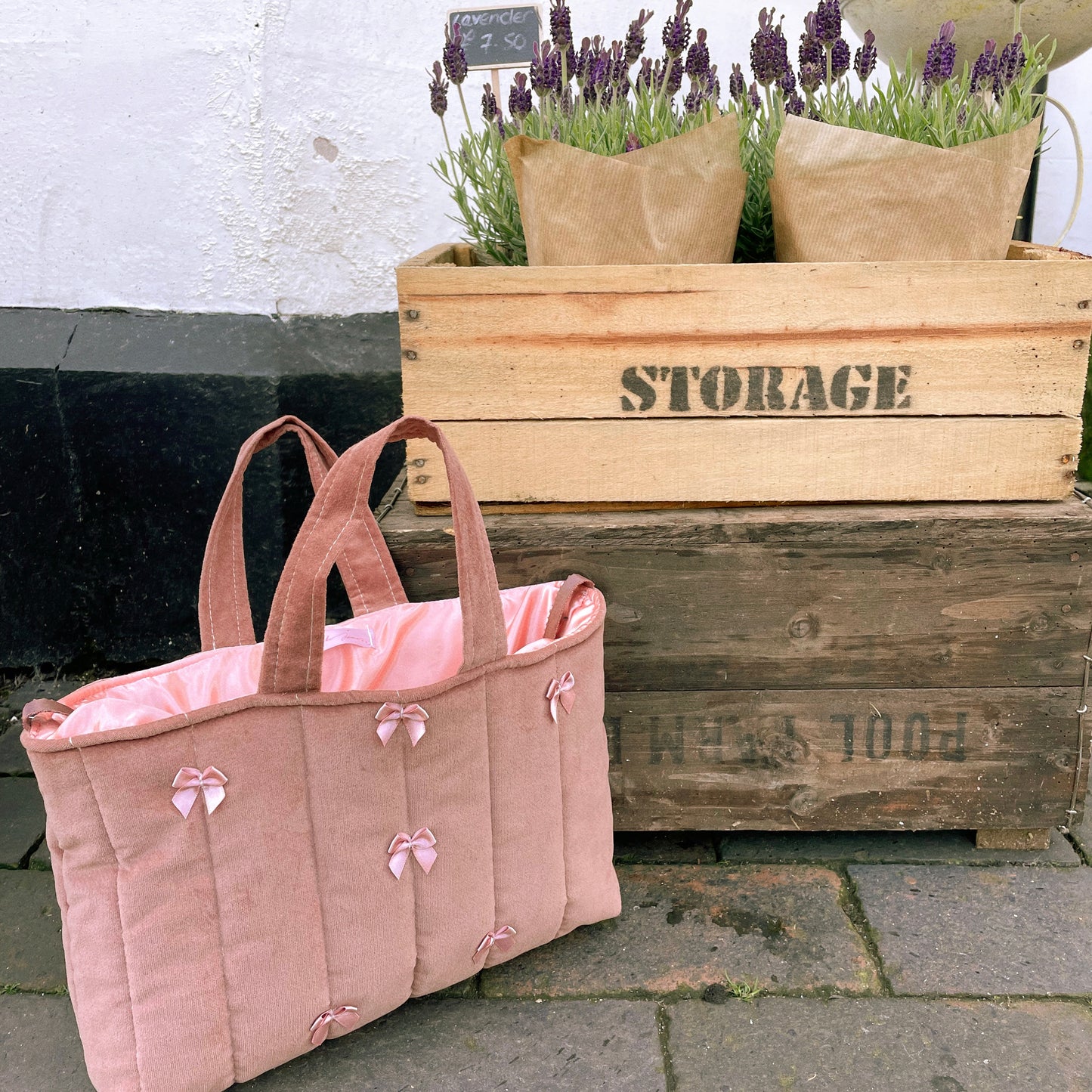 Blush Velvet Bow Bag