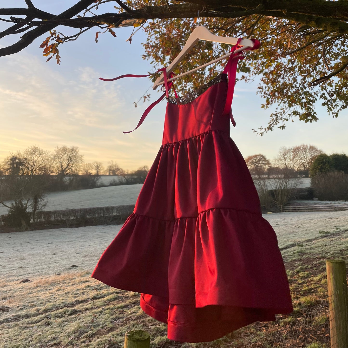 Burgundy Lace Smock Dress