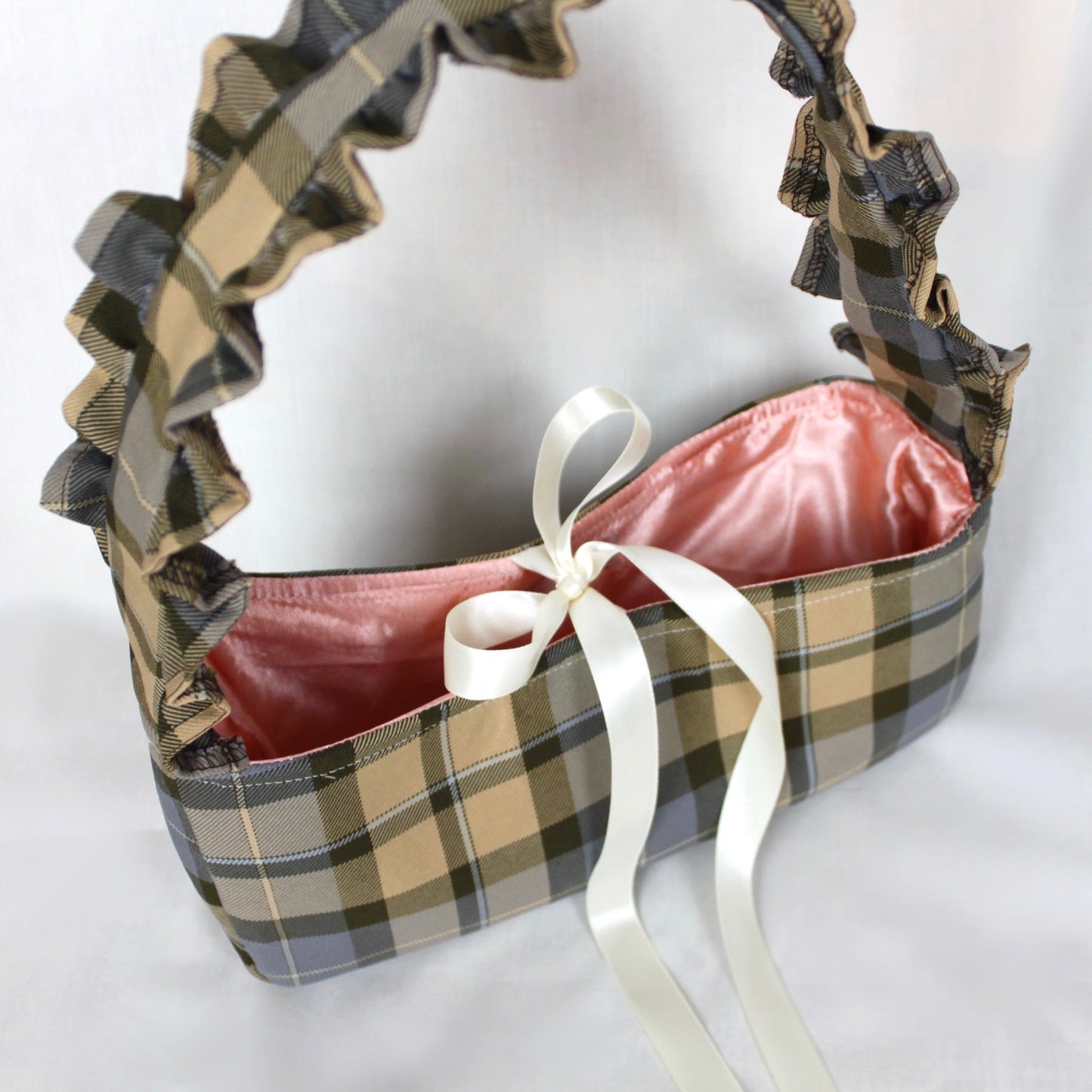 Check Ruffle Shoulder Bag