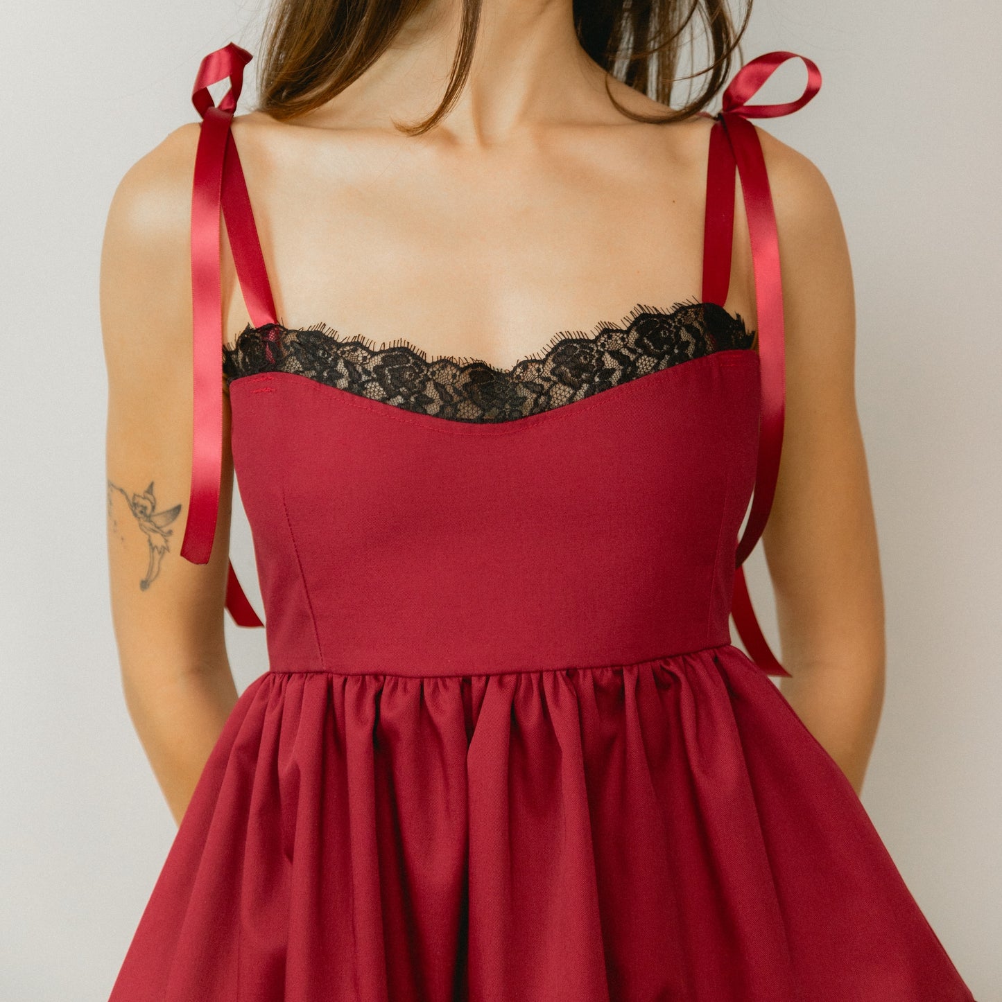 Burgundy Lace Smock Dress