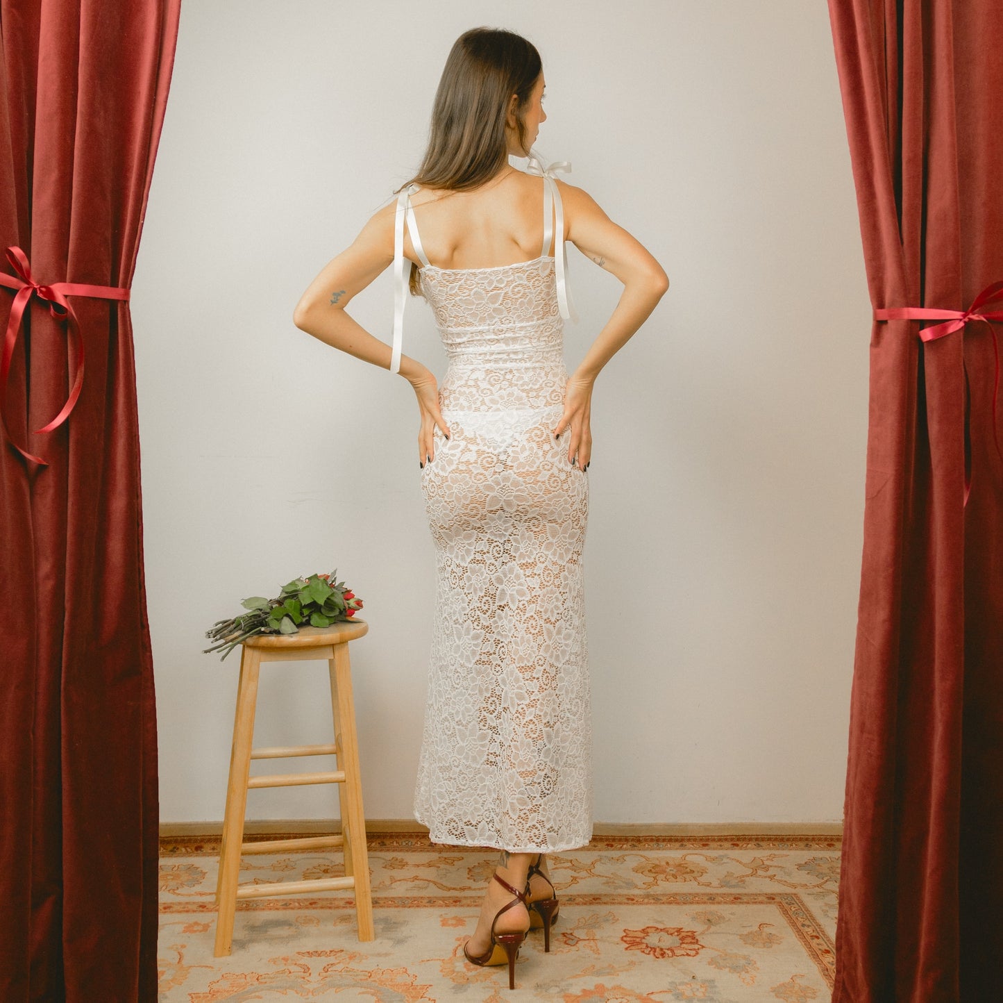 Sheer White Lace Maxi Dress