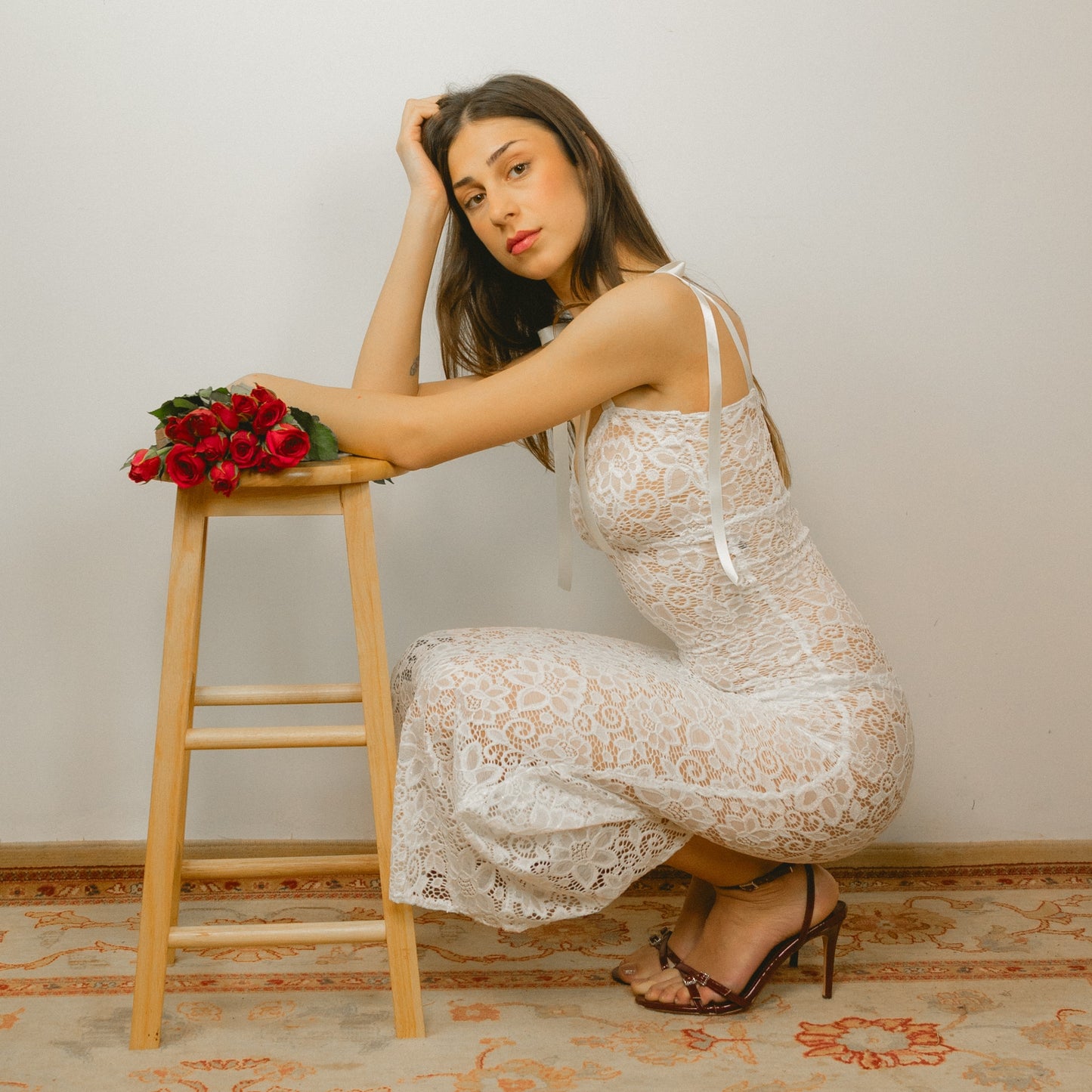 Sheer White Lace Maxi Dress