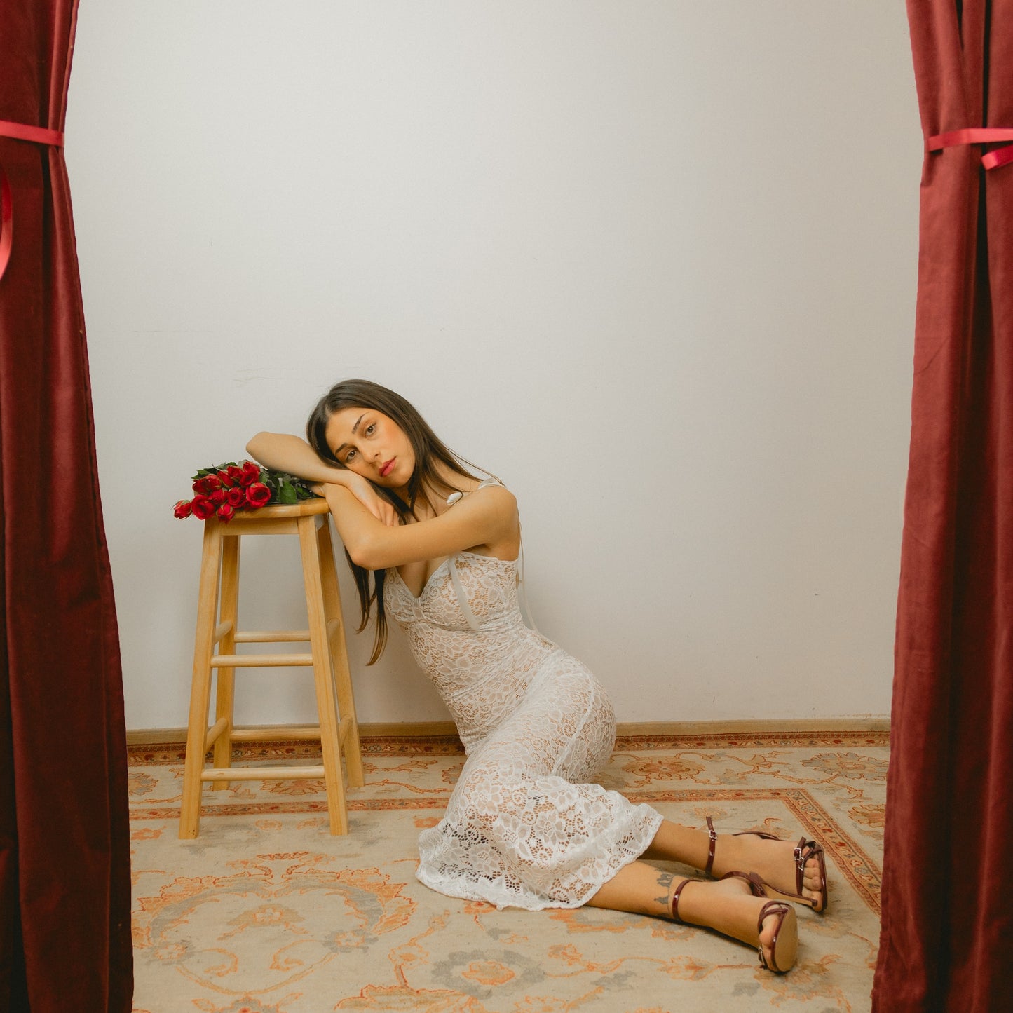 Sheer White Lace Maxi Dress