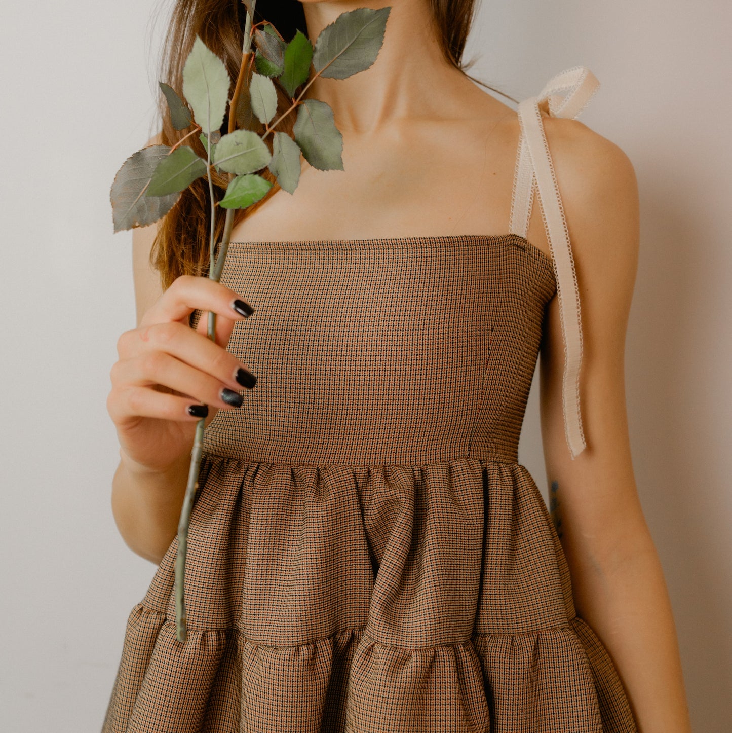 Brown Check Smock Dress