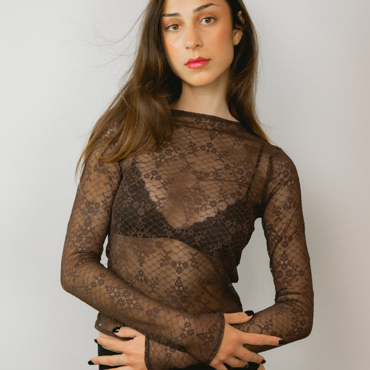 Brown Lace Top