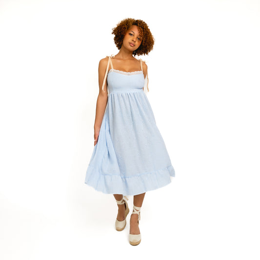 Blue Maxi Smock Dress