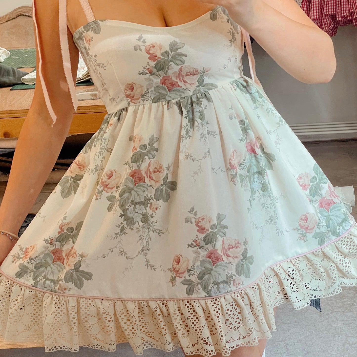 Rose Lace Smock Dress #1 - M