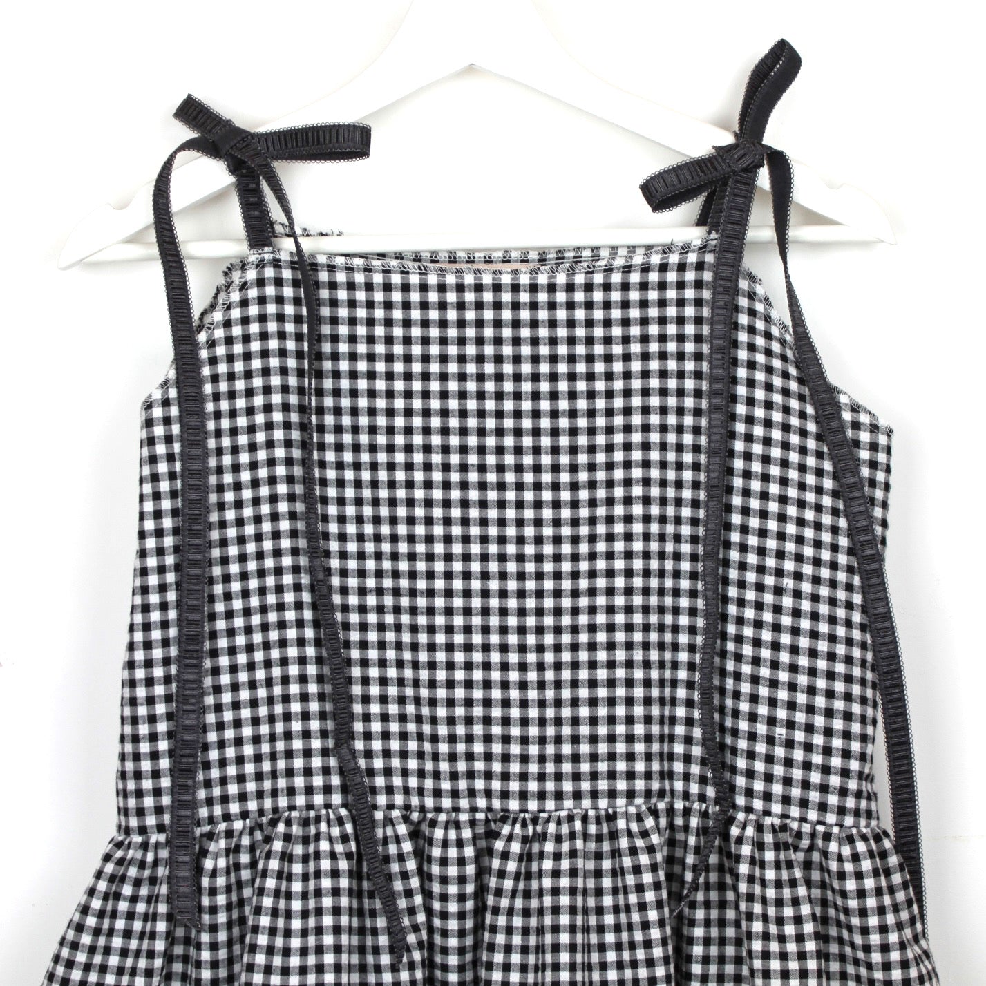 Black Gingham Smock Dress