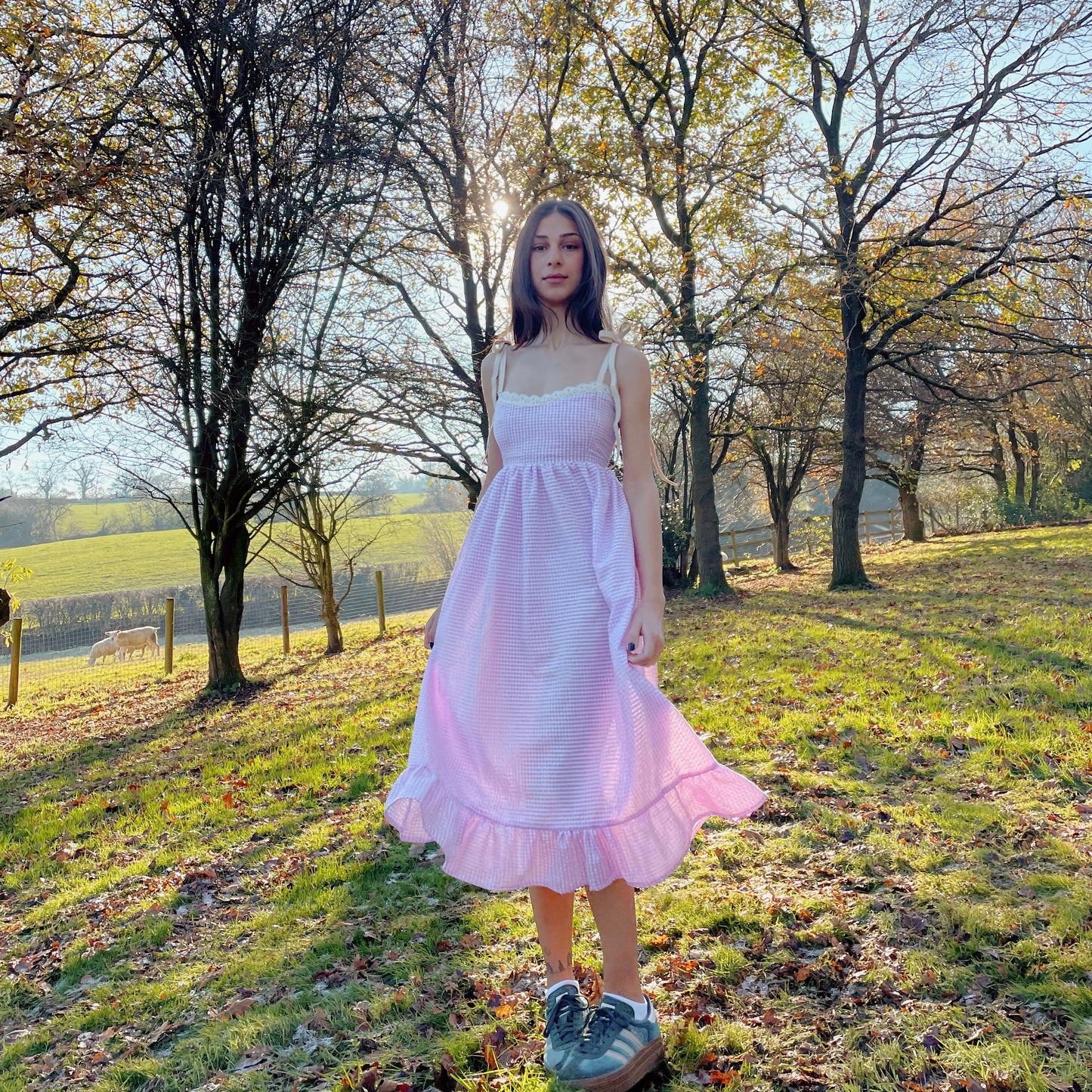 Pink Gingham Maxi Dress