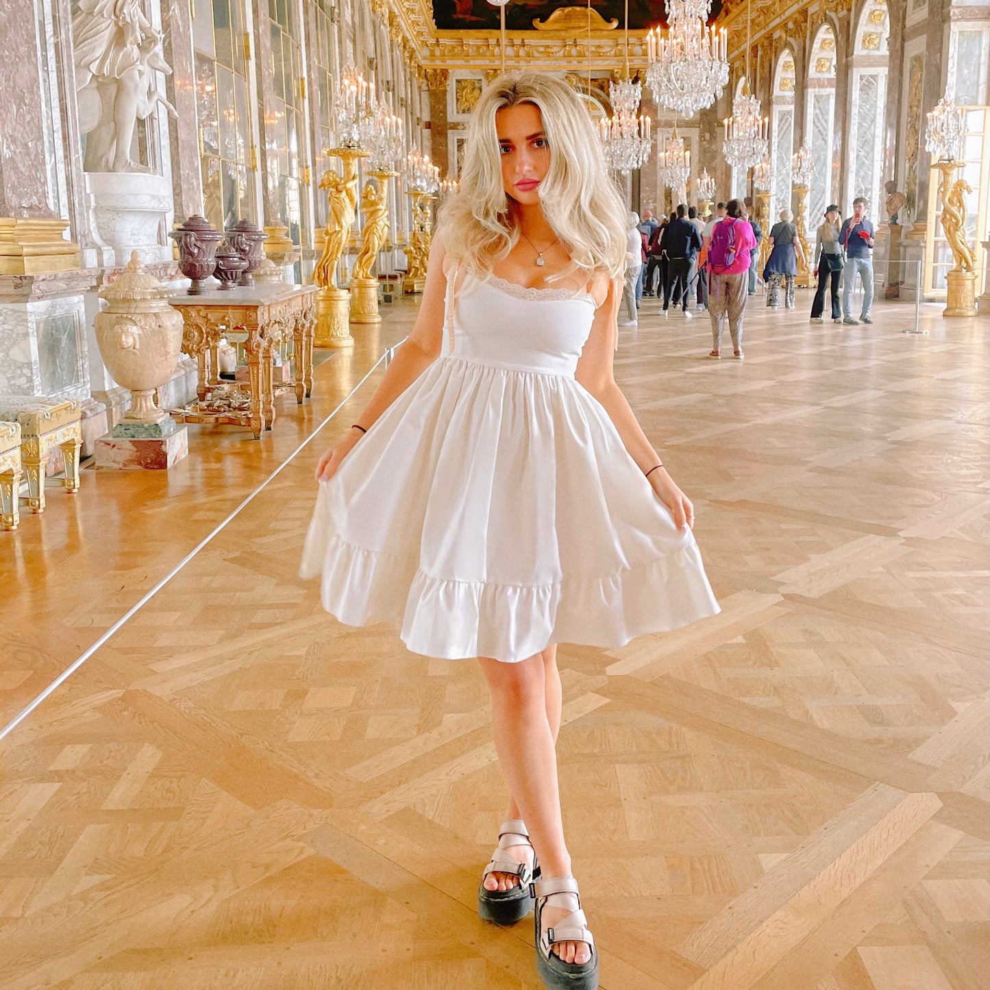 White Lace Smock Dress