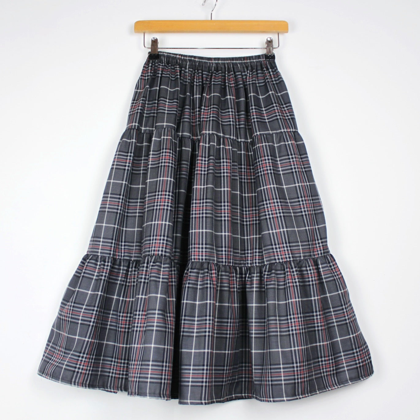 Grey Check Maxi Skirt