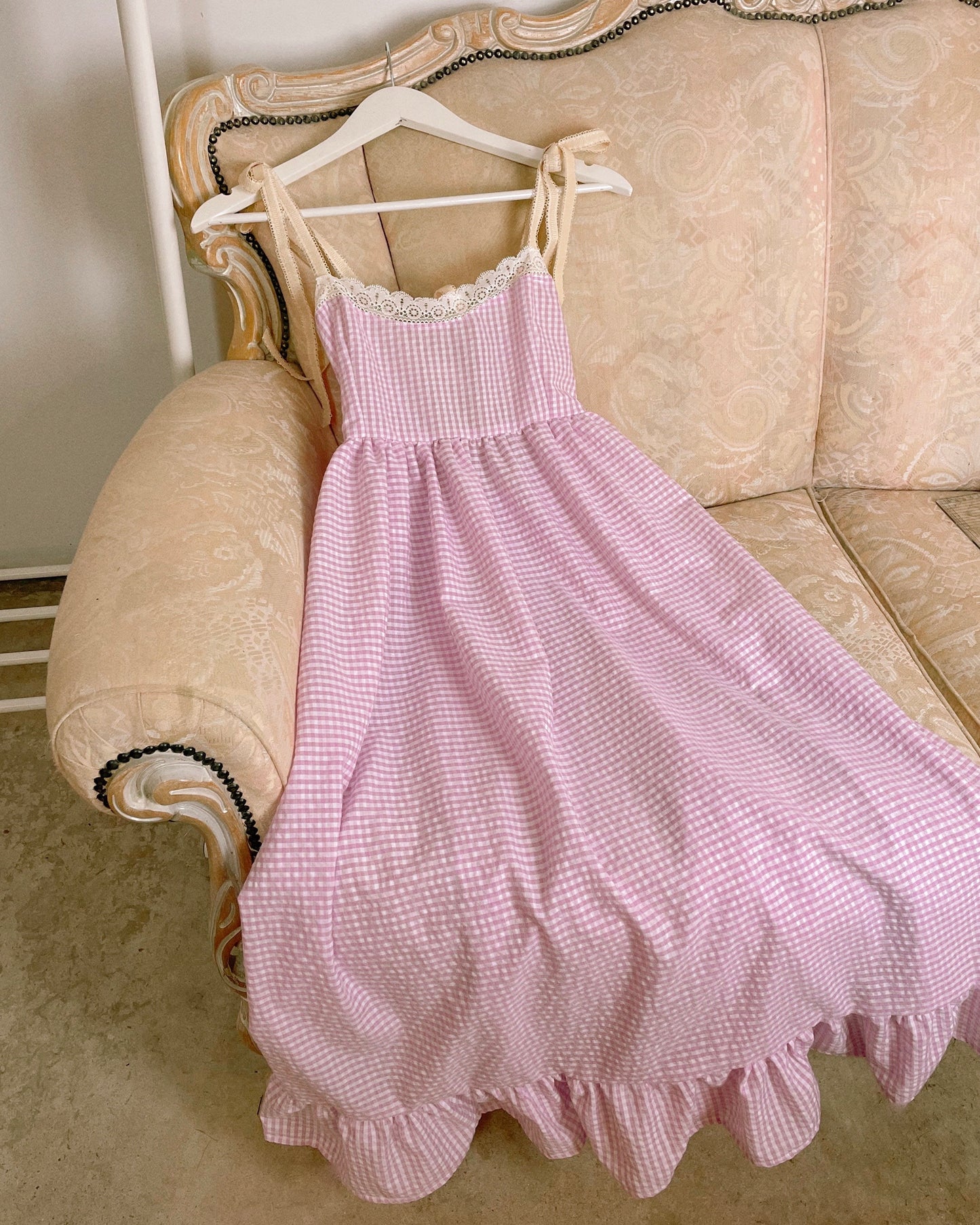 Pink Gingham Maxi Dress