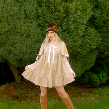 Load image into Gallery viewer, Beige Gingham Smock Dress
